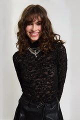 Dakota Long Sleeve Stretch Lace Tneck