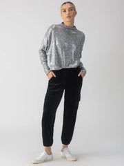 Sequin Funnel Neck Top