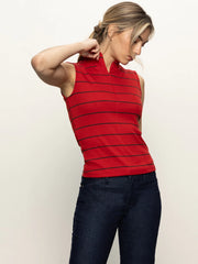 Sleeveless Zip Mock Top