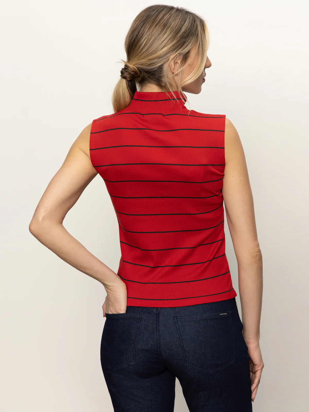Sleeveless Zip Mock Top
