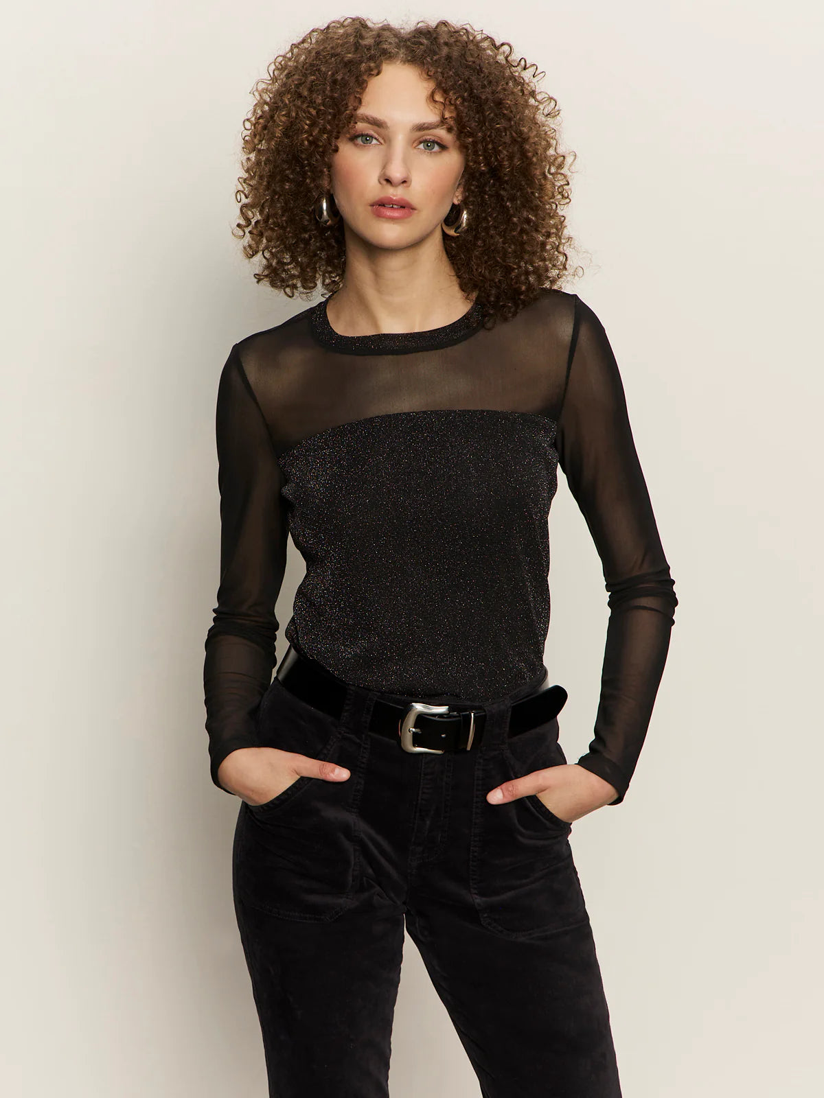 Sparkle Mesh Crew Tee