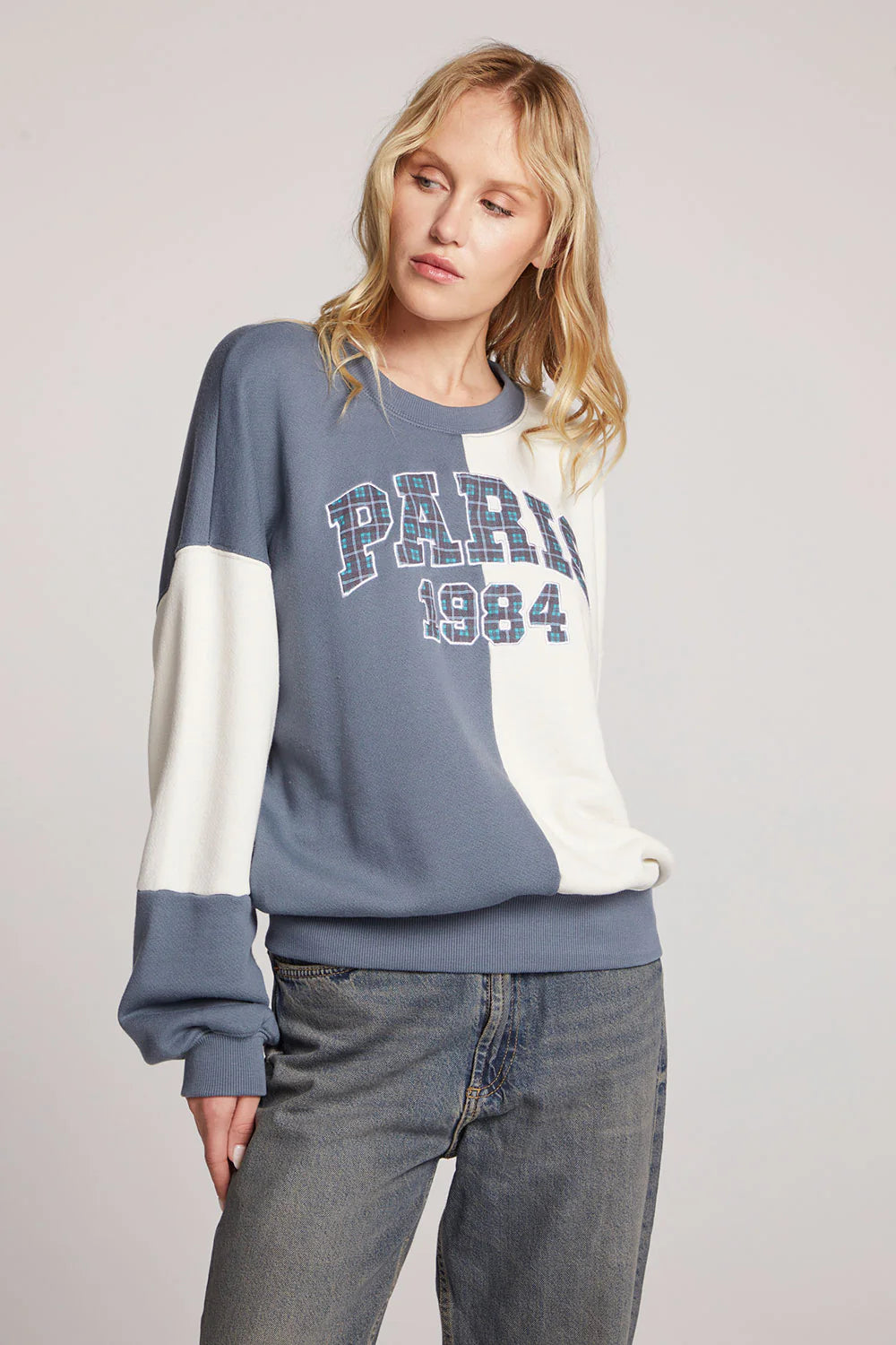 Plaid Paris Colorblock Pullover