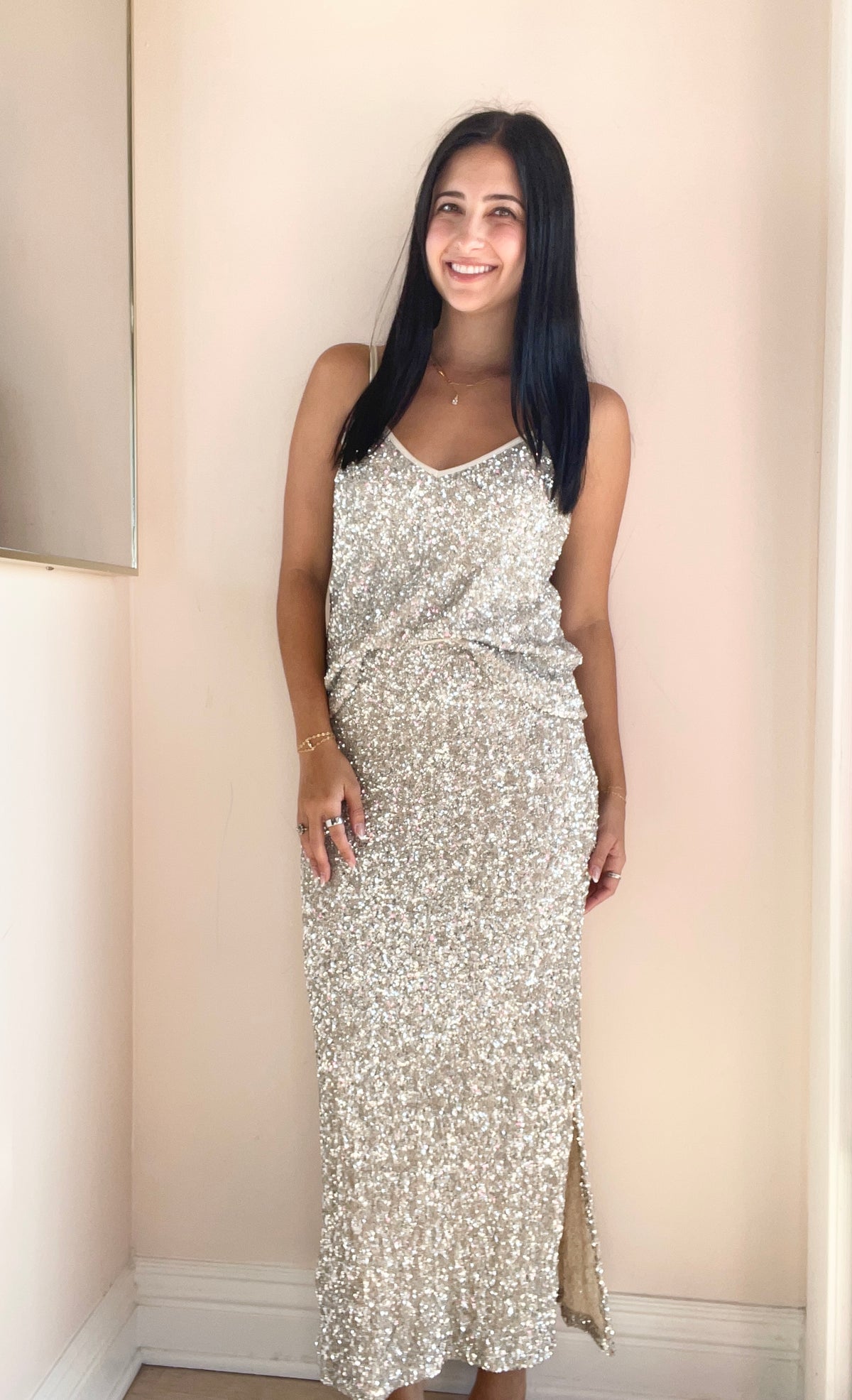 Luster Sequin Maxi Skirt