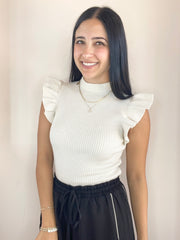 Tiffany Mock Neck Ruffle Tank Sweater