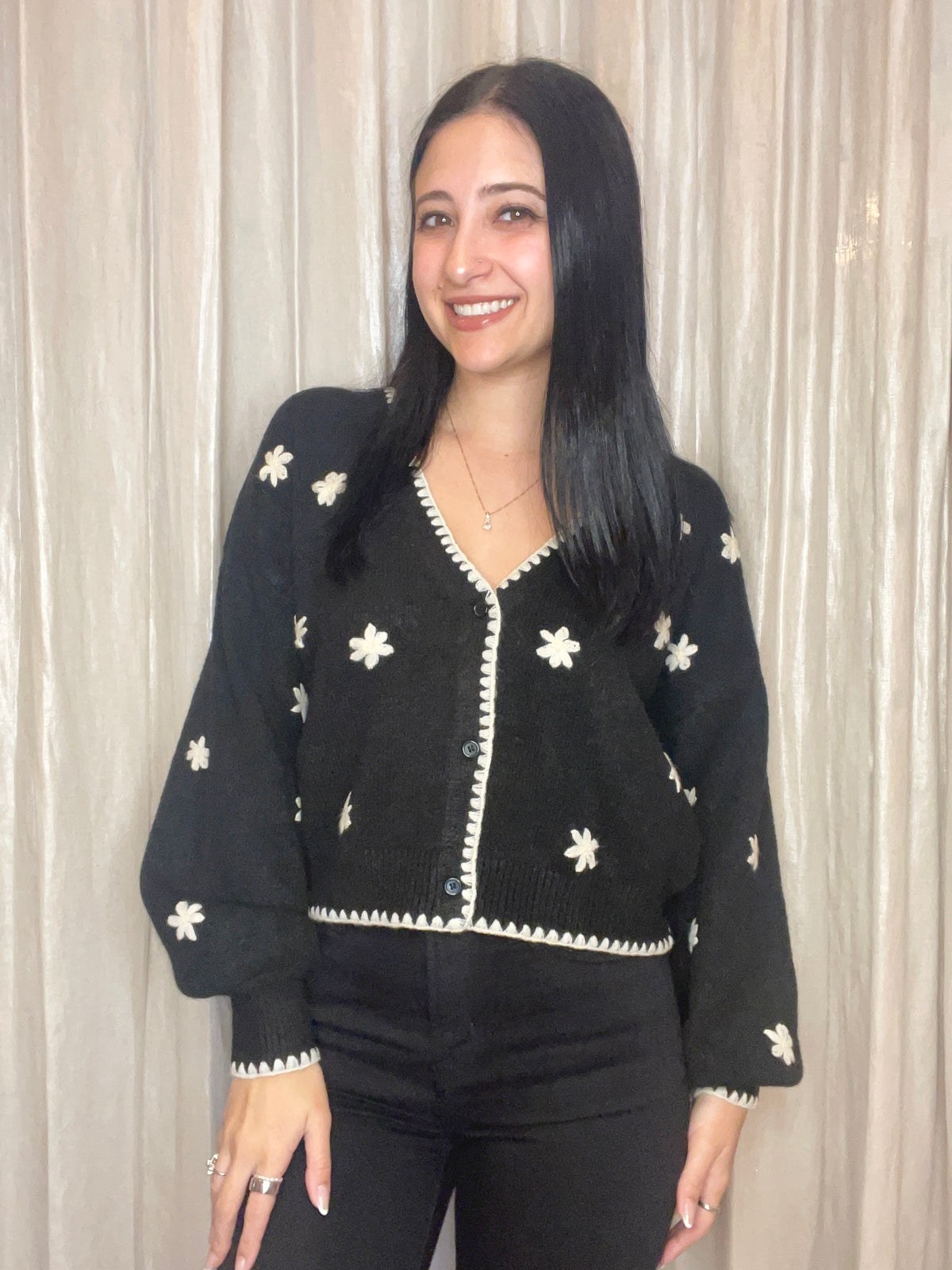 Black Daisy Cardigan