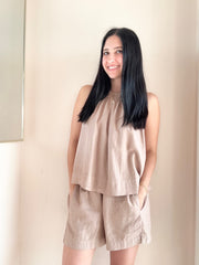 Linen Smocked Halter Top