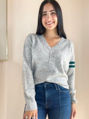 Lucky 7 V-Neck Intarsia Sweater