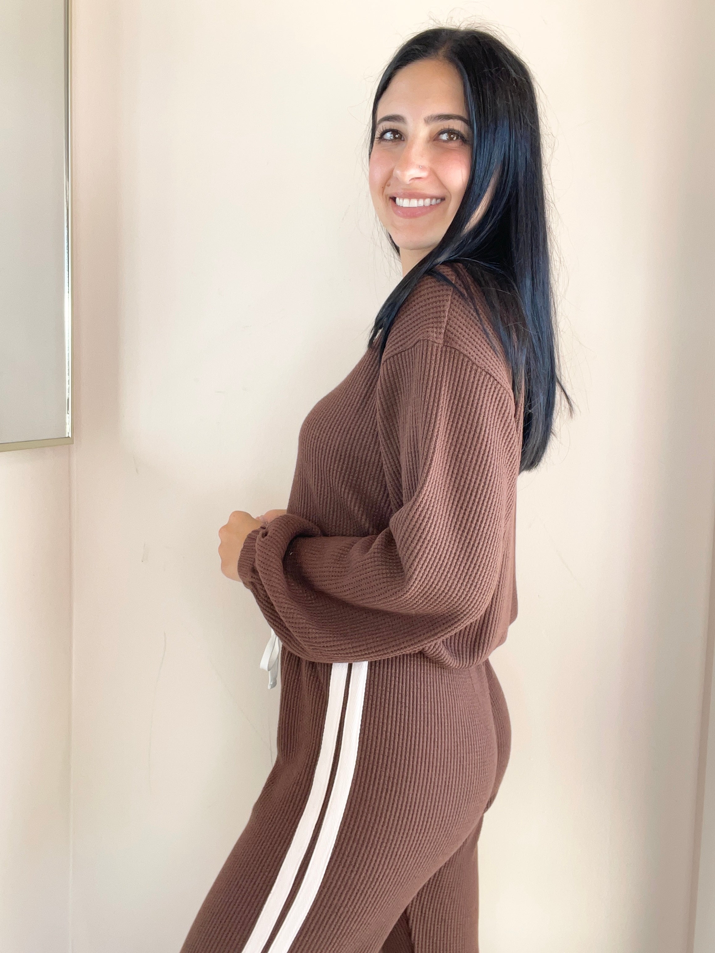 Drop Shoulder LS Elastic Hem Top