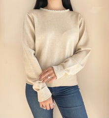 Knit Sweater Pearl Neck