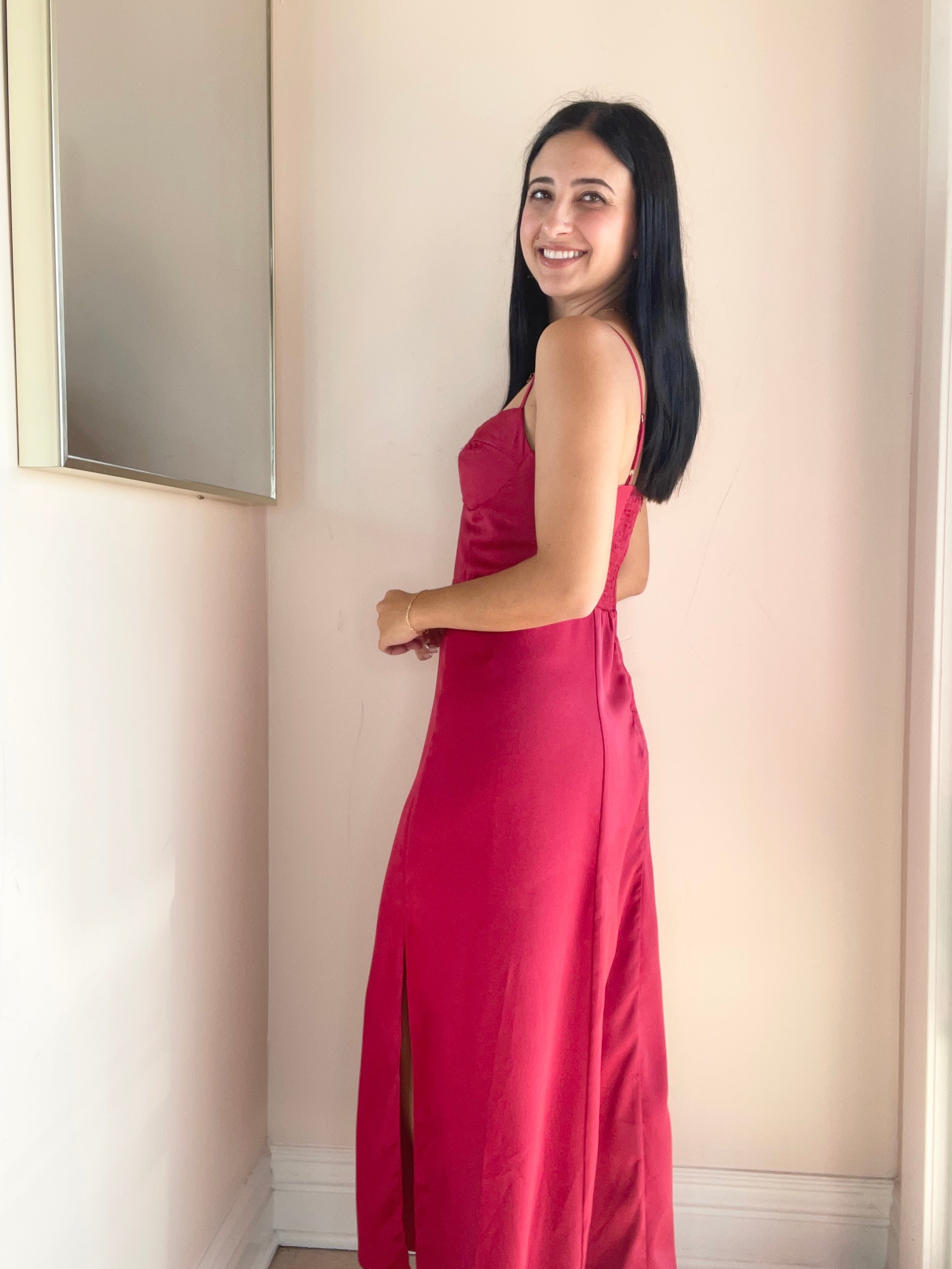 Romy Satin Bustier Bodice Midi Dress