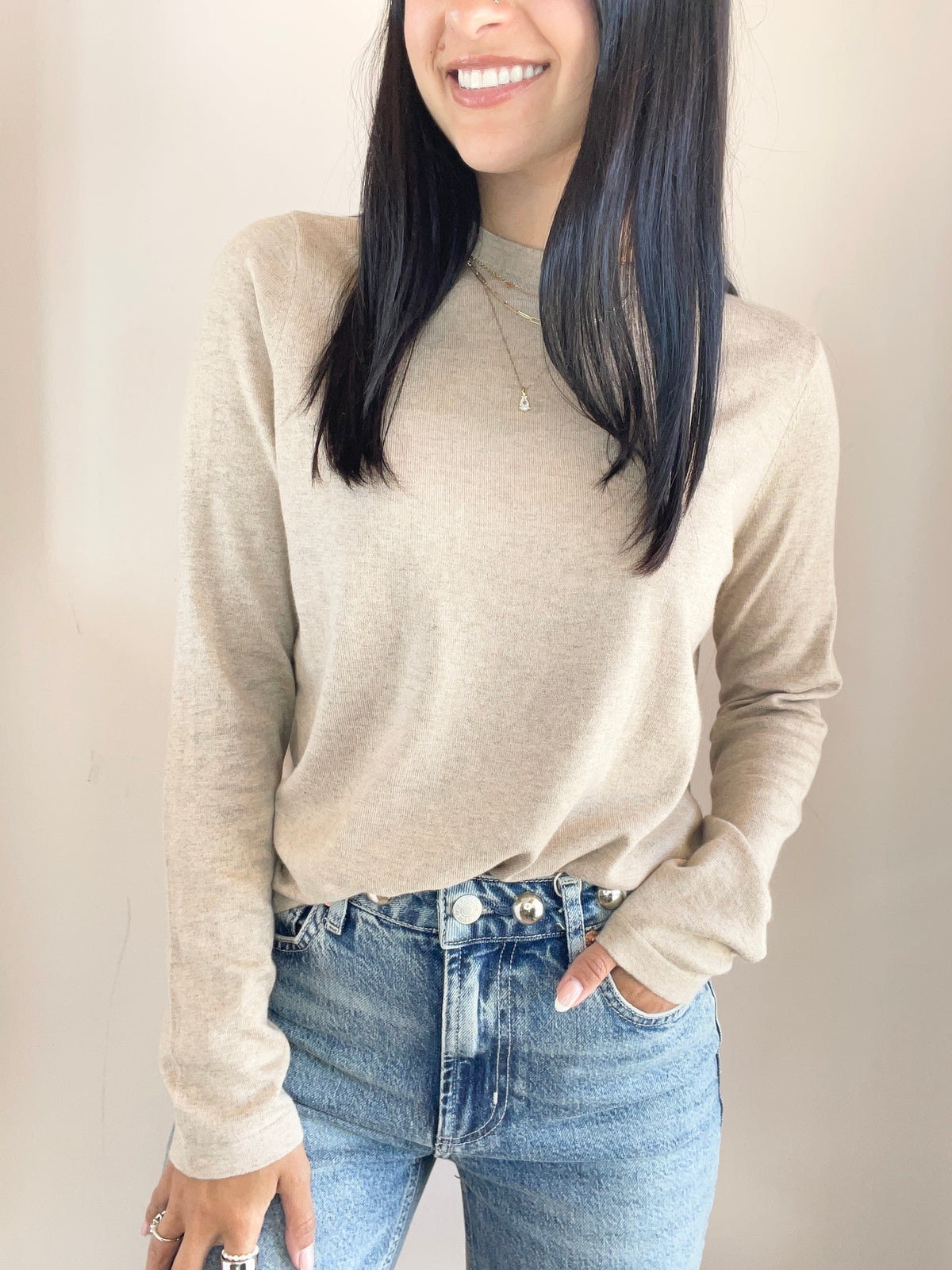Cotton Cashmere Long Sleeve Tee