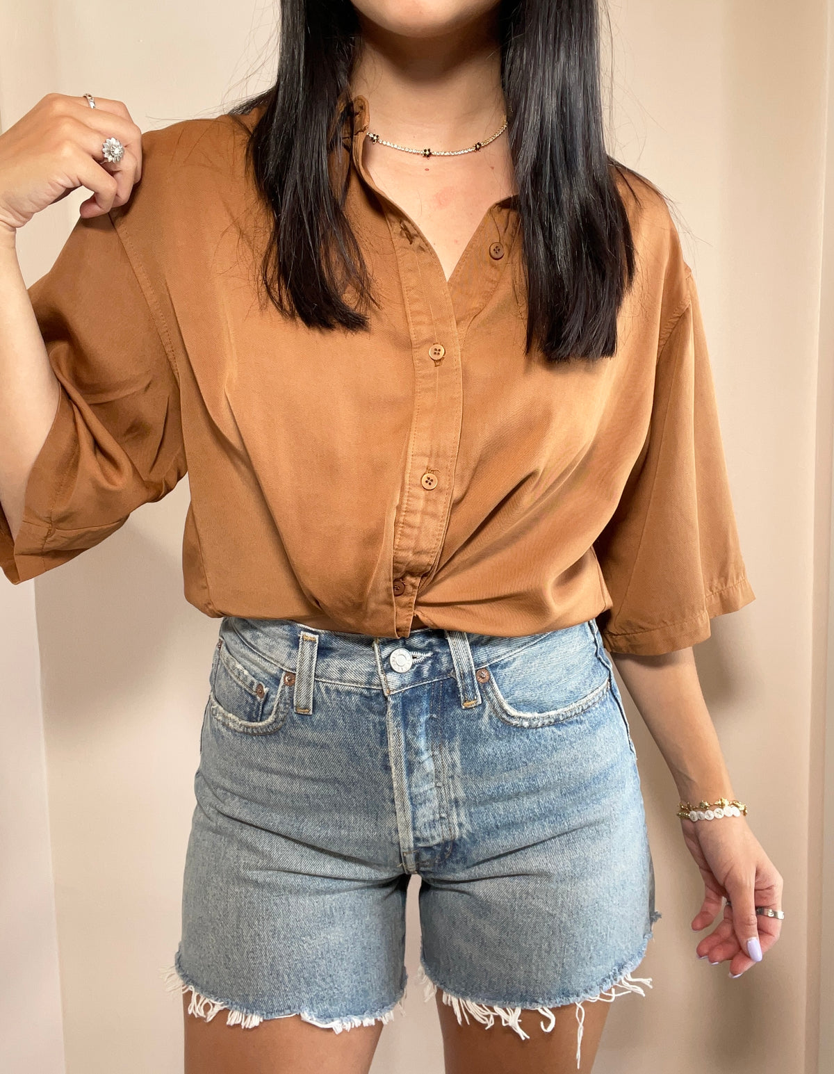 Dove Modal Cropped Twist Shirt