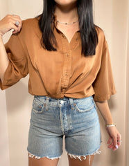 Dove Modal Cropped Twist Shirt