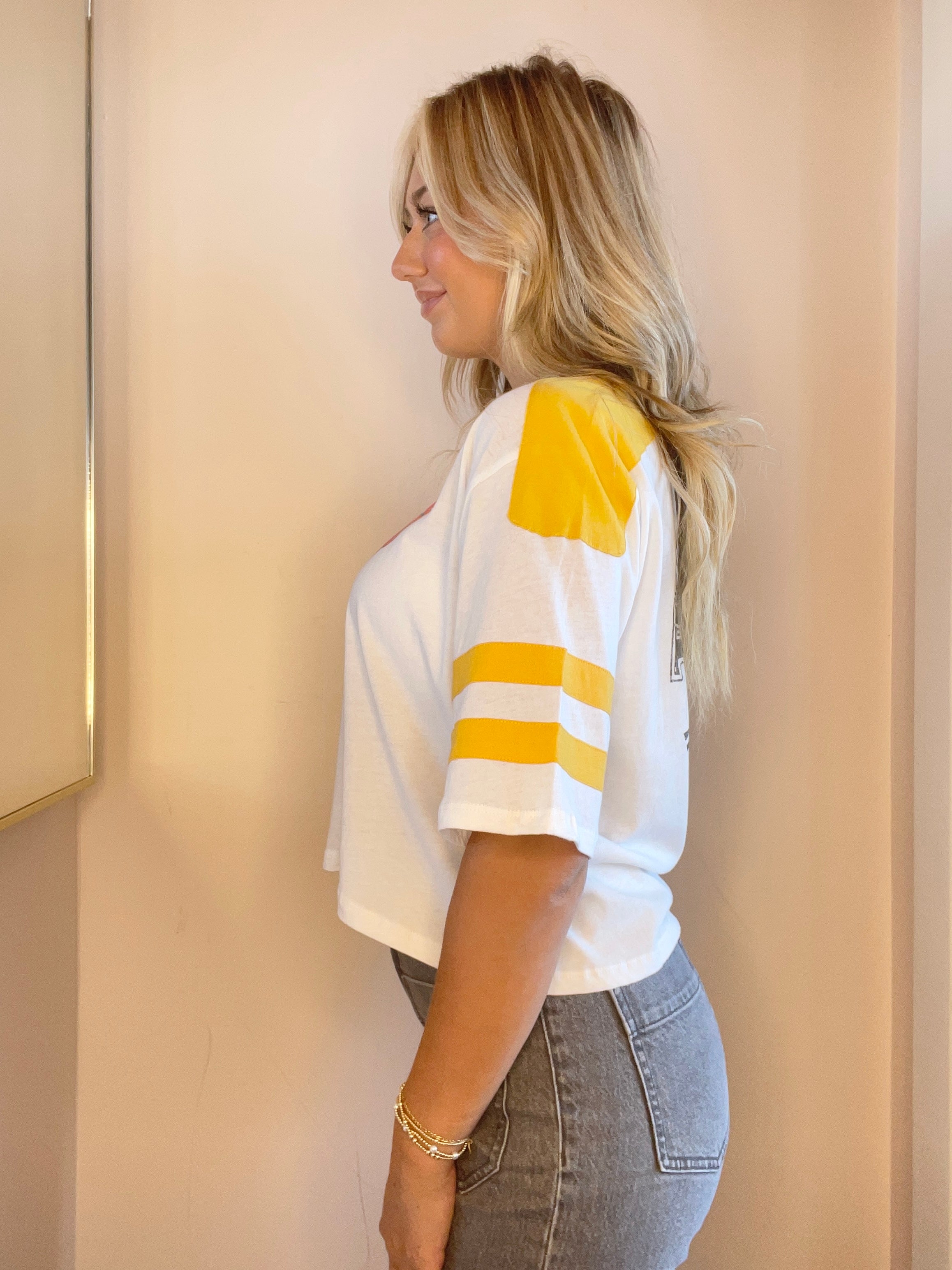 Stones Striped Crop Tee