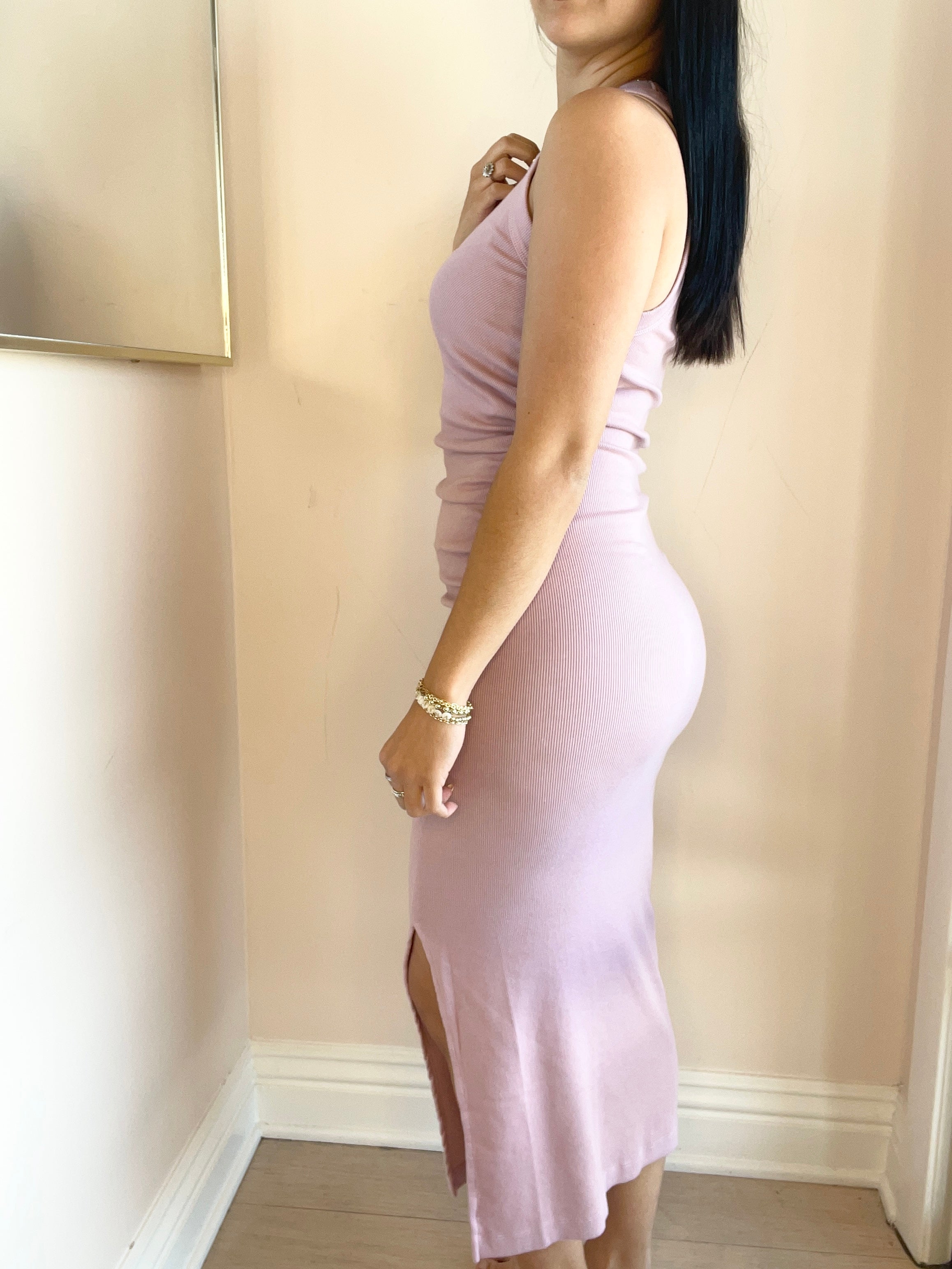 Tala Sleeveless Shirred Seam Midi Dress