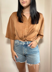 Dove Modal Cropped Twist Shirt