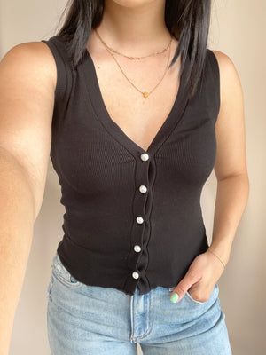 Helena Button Up Ribbed Tank