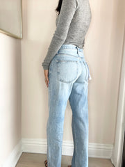 Lexi Mid Rise Bowed Straight