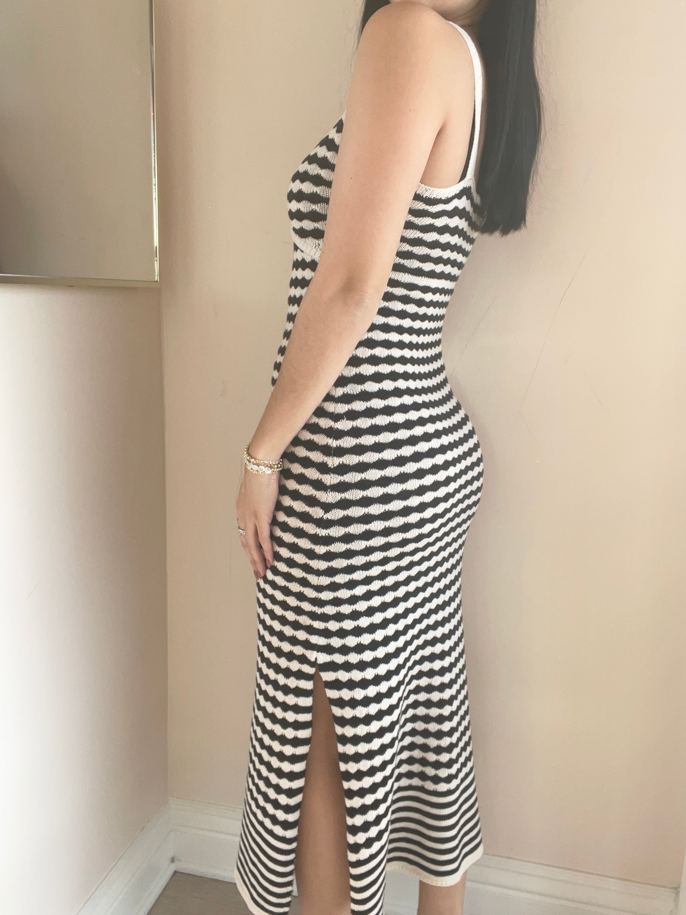 Tank Sweater Dress - Black/White