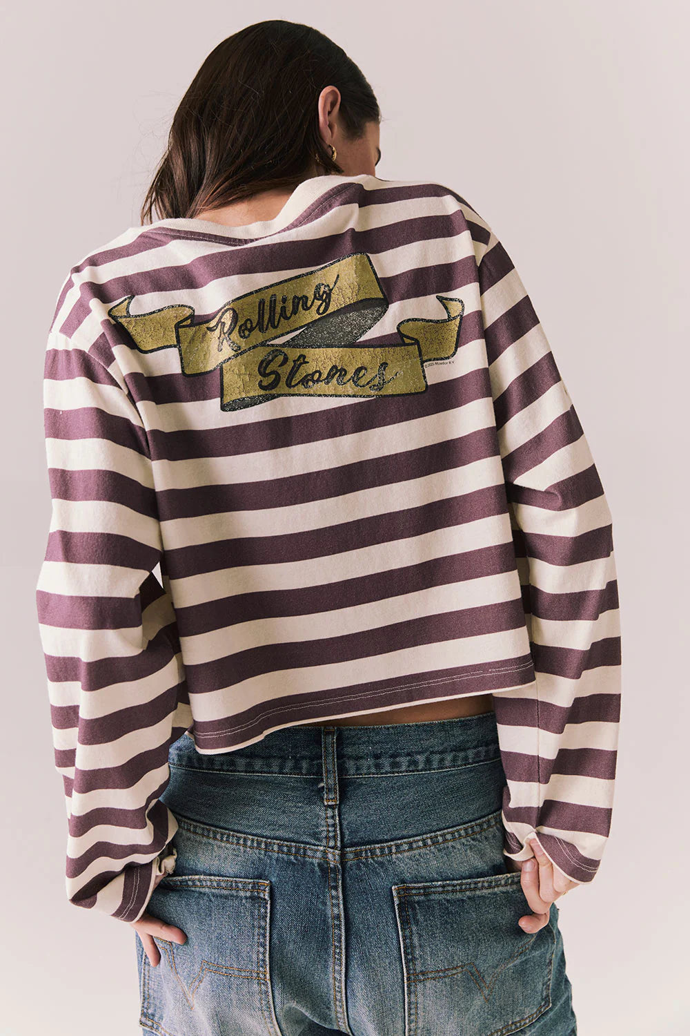 The Rolling Stones Rugby Long Sleeve – Striped Crop Pullover