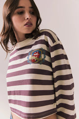 The Rolling Stones Rugby Long Sleeve – Striped Crop Pullover
