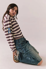 The Rolling Stones Rugby Long Sleeve – Striped Crop Pullover