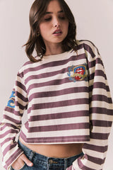 The Rolling Stones Rugby Long Sleeve – Striped Crop Pullover
