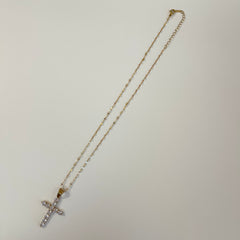 Bubble CZ Cross Necklace
