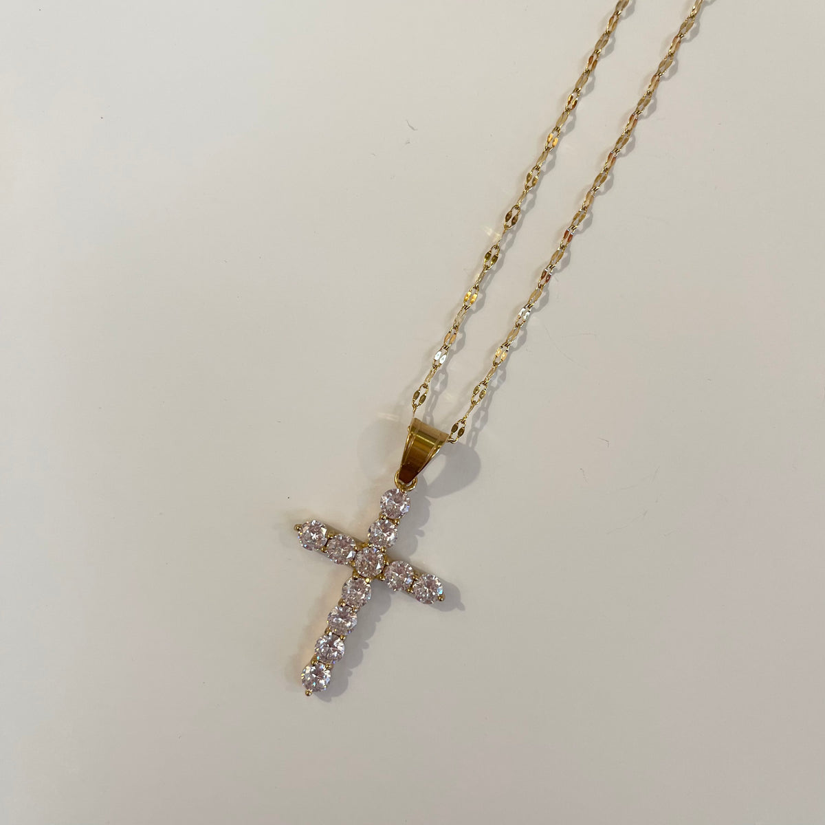 Bubble CZ Cross Necklace
