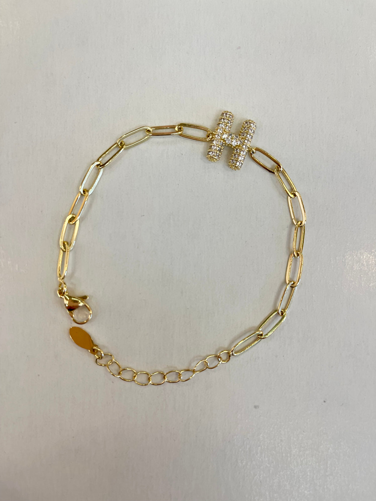 CZ Bubble Initial Chain Bracelet