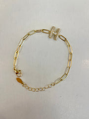 CZ Bubble Initial Chain Bracelet