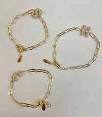 CZ Bubble Initial Chain Bracelet