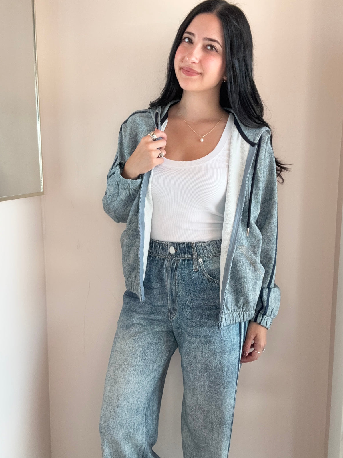 Faux Denim Jacket