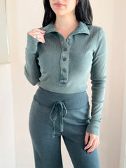 Crop Funnel Neck Henley