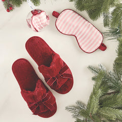 Plush Velvet Bow Slippers