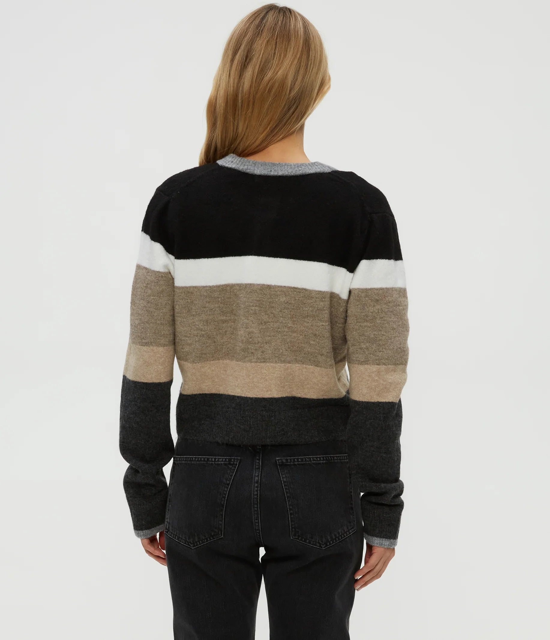 Fiona Stripe Crew Neck Cardigan