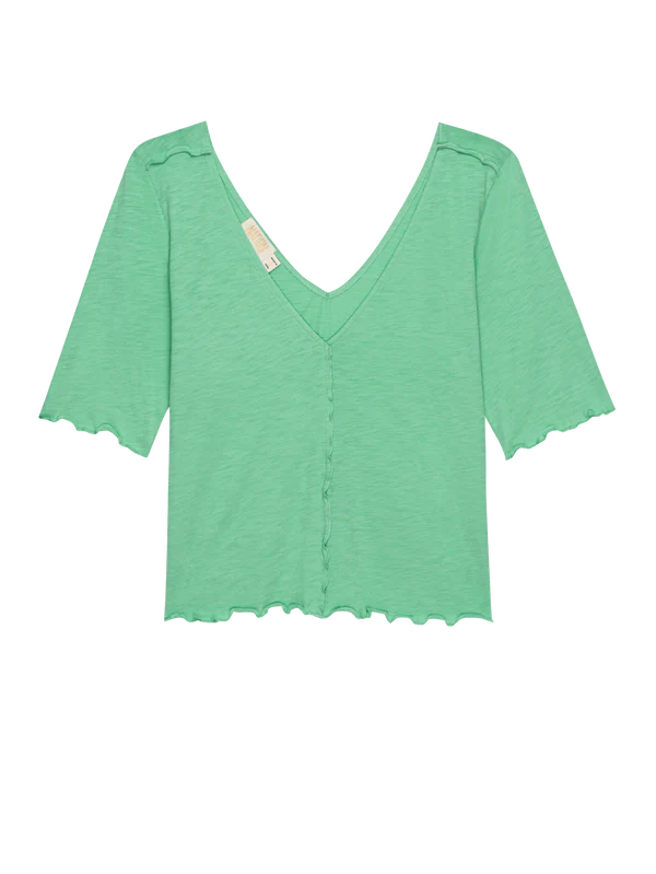 Yvonne V-Neck Lettuce Edge Top