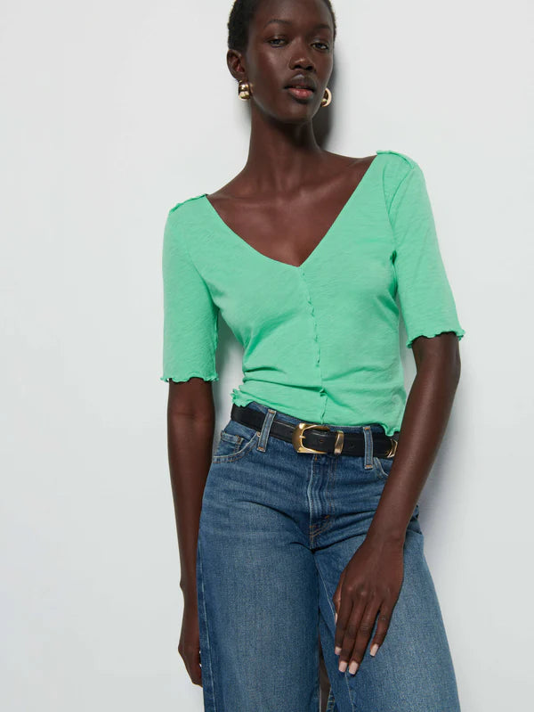 Yvonne V-Neck Lettuce Edge Top