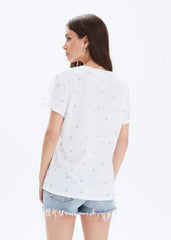 All Over Blue Stars V Neck Wide T-Shirt