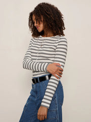 Button Front Ribbed Top