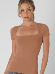Clean Line Square Neck SS Top