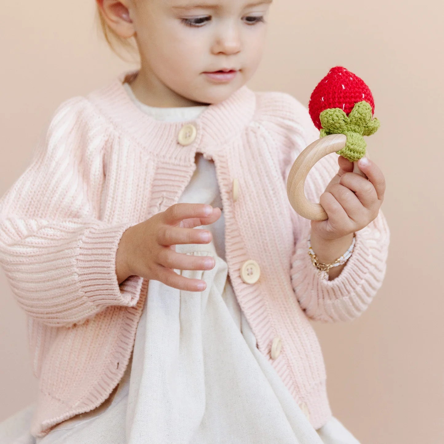 Cotton Crochet Strawberry Baby Rattle