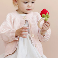 Cotton Crochet Strawberry Baby Rattle