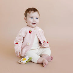 Cotton Strawberry Flower Cardigan 0-6 MO