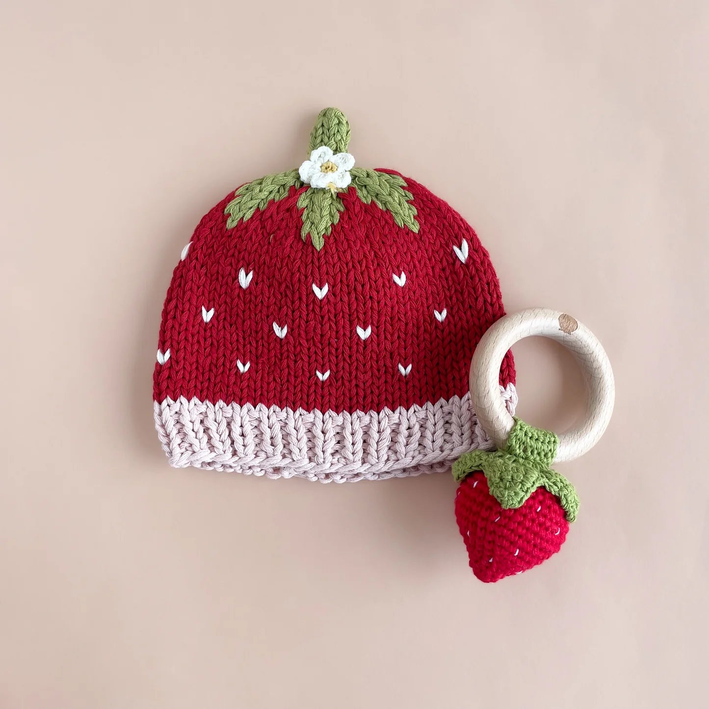 Cotton Crochet Strawberry Baby Rattle