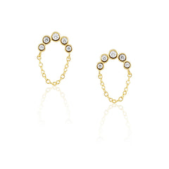 Crescent Chain CZ Studs
