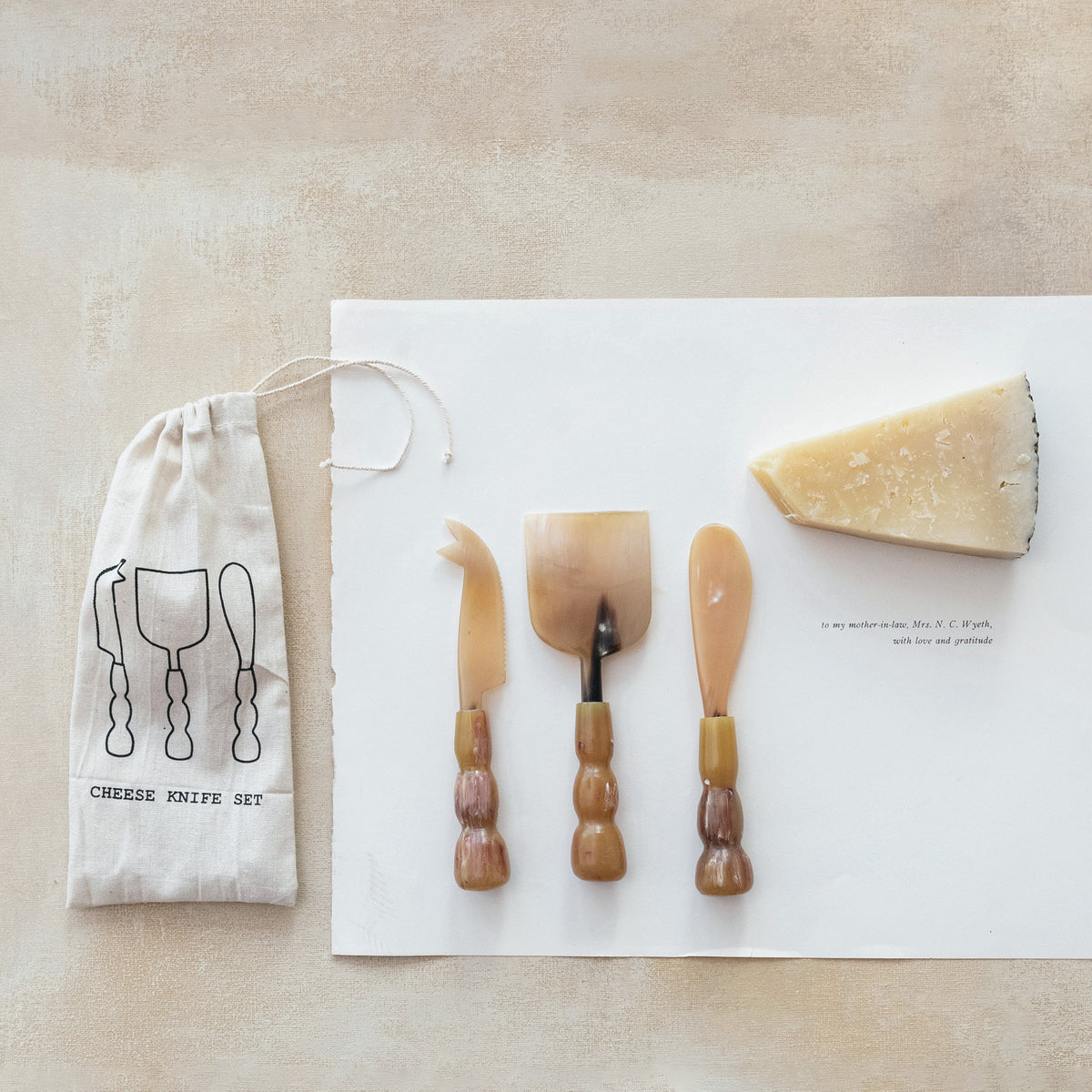 Natural Horn Cheese Servers, Set of 3