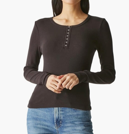 Natalie Hook and Eye Henley Tee