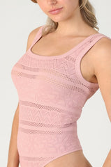 Textured Lace Square Bodysuit