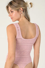Textured Lace Square Bodysuit